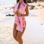 NAYAVITA Sustainable eco friendly flamingo beach towel PINK FLAMINGOS and Dominika