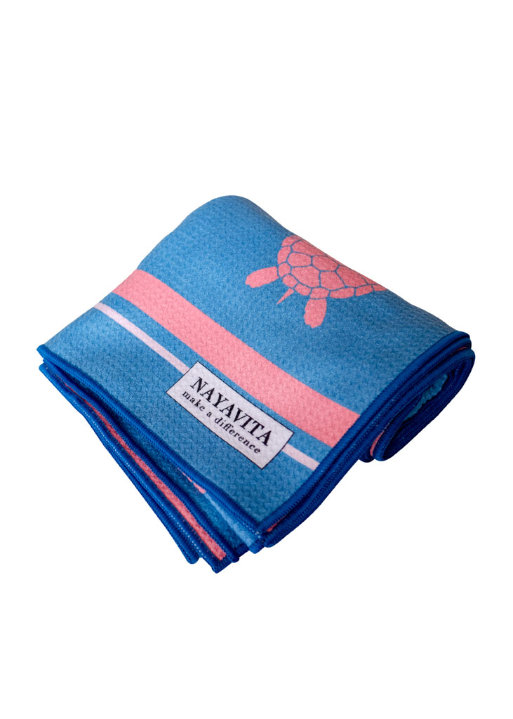 NAYAVITA Turtles eco towel teal folded