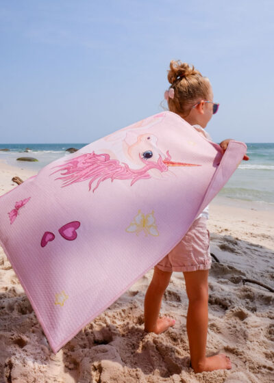 NAYAVITA dětská osuška Jednorožec kids towel unicorn Kinderstrandtuch Einhorn sand free beach towel childrens towel dětská plážová osuška dětský ručník osuška s jednorožcem růžová plážová osuška pro děti