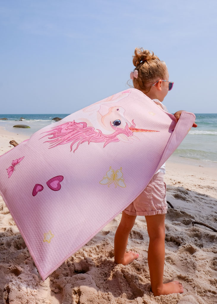 NAYAVITA kids towel unicorn sand free beach towel views