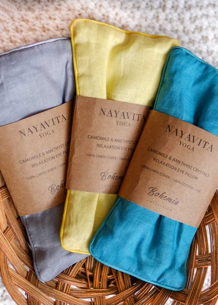 Nayavita Yoga lněné relaxační polštářky na oči s ametystem