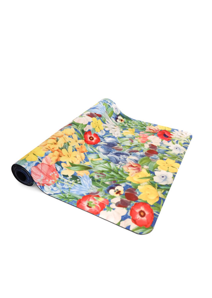 Napůl rozložená květinová podložka na jógu Flower Power z kaučuku a recyklovaného mikrovlákna