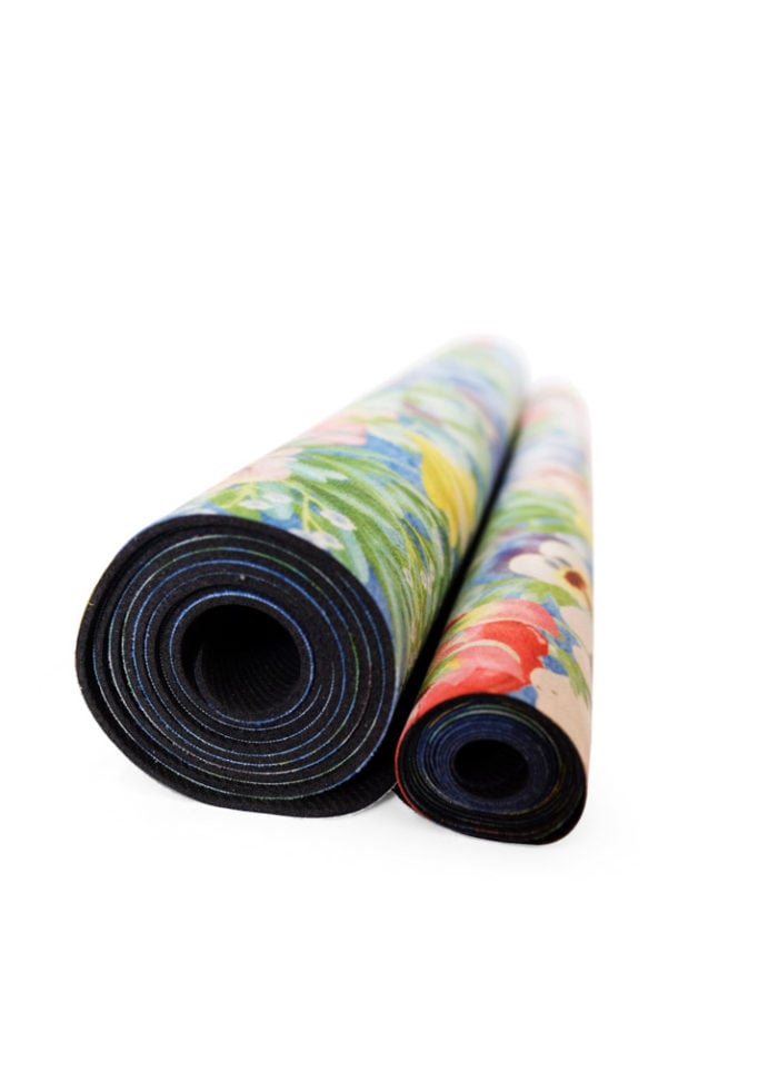 NAYAVITA YOGA  vegan suede exercise mat 3mm and 1mm Flower Power travel mat
