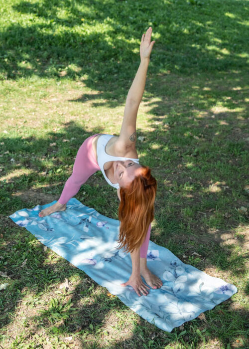 NAYAVITA Yoga Cestovní podložka na cvičení Eucalyptus love 1mm cestovní taška na podložku zdarma skládací podložka na cvičení skládací jógamatka tyrkysová položka na jógu