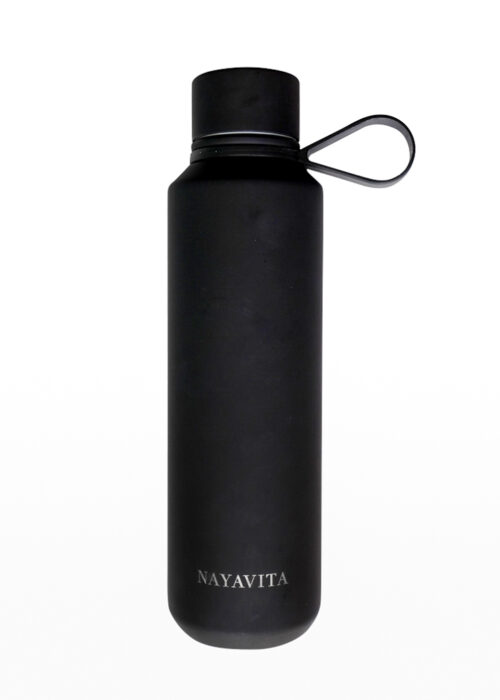 NAYAVITA black metal  healthy water bottle sports bottle reusable bottle vacuum insulated stainless steel healthy water bottle thermoflask metal drinking bottle gym water bottle large travel bottle black