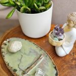 Nayavita Yoga zelená keramická miska prales vykuřovací tácek kadidelnice zelená vykuřovací miska miska na vykuřování keramický talíř green ceramic plate smudge dish smudge bowl ceramic bowl smudging dish ceramic smudge bowl incense burner
