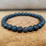 NAYAVITA Yoga black beaded bracelet for men mens bracelet from natural black lava protective bracelet for men beaded bracelet for men black lava stones black zircons mens accessories