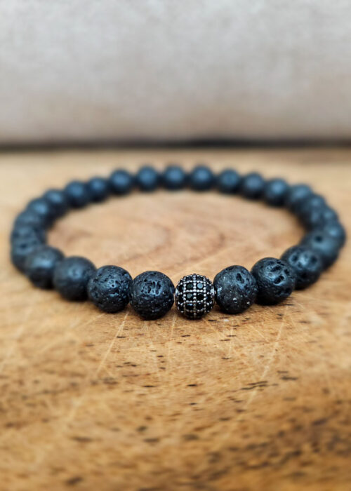 NAYAVITA Yoga black beaded bracelet for men mens bracelet from natural black lava protective bracelet for men beaded bracelet for men black lava stones black zircons mens accessories