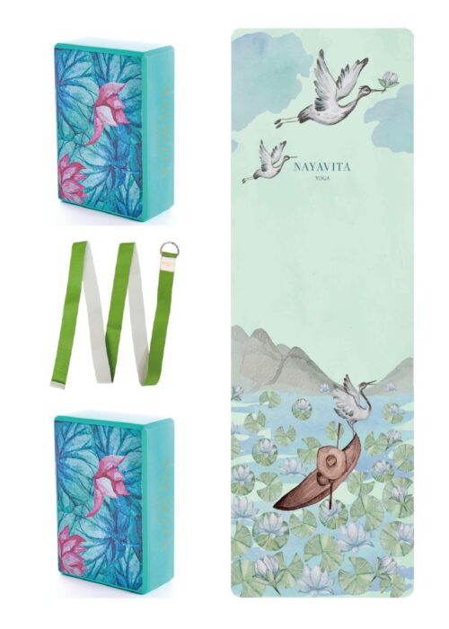 NAYAVITA Yoga green yoga set yoga kit yoga gear for beginners discounted yoga set in green tones japan inspired yoga mat