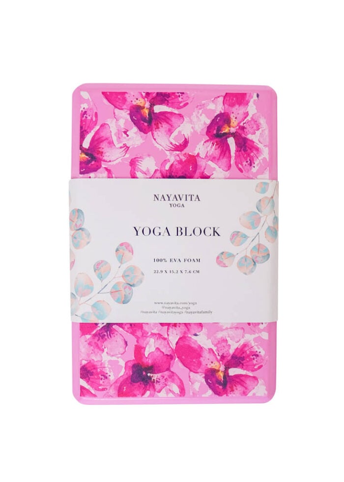 NAYAVITA Yoga růžová EVA jógová cihla blok na cvičení pěnový blok na jógu růžová jogová cihla s květy orchidejí jógový blok yoga block