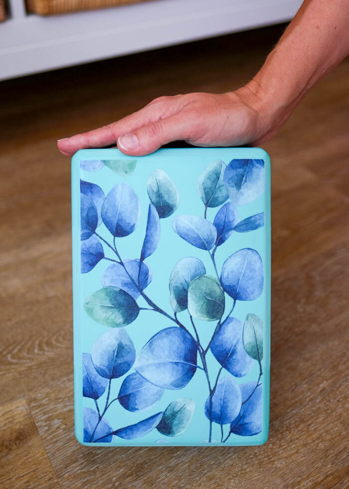 NAYAVITA Yoga teal EVA blok na jógu tyrkysová jógová cihla modrozelený blok na cvičení jógový blok se vzorem eukalyptu eucalyptus yoga block
