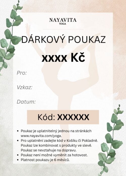 NAYAVITA Yoga dárkový poukaz NAYAVITA 1000 Kč až 3000 Kč dárkový voucher nejlepší originální dárek pro ni pro něj