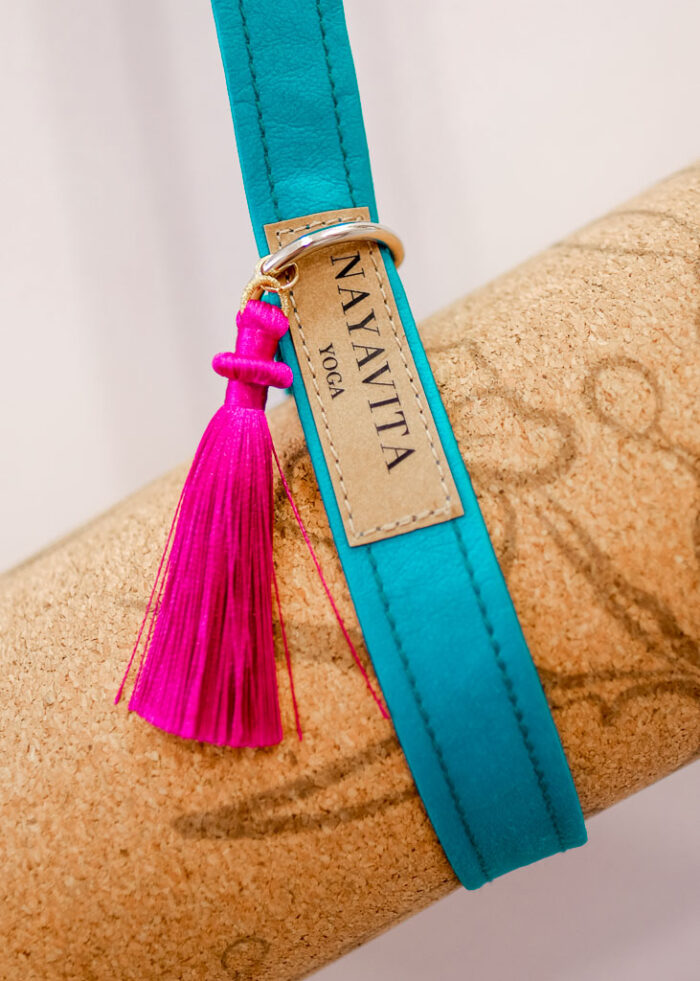 NAYAVITA Yoga popruh na podložku teal popruh na nošení podložky na cvičení tyrkysová popruh na jógamatku modrozelená yoga mat carrying strap